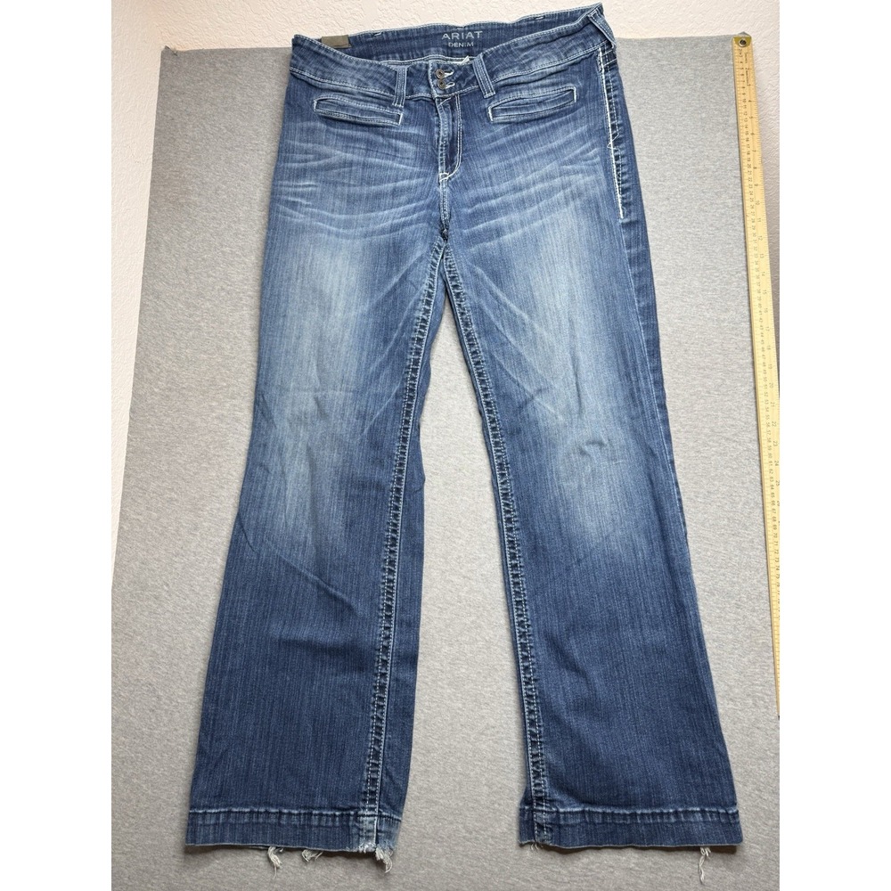 Ariat Jeans Womens 34R Blue Marine Trouser Entwined Wide Leg Denim